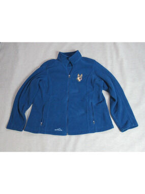 Eddie Bauer Jacket Womens Sz 2XL Blue Full Zip Dog Lover Fleece Outdoors Hiking